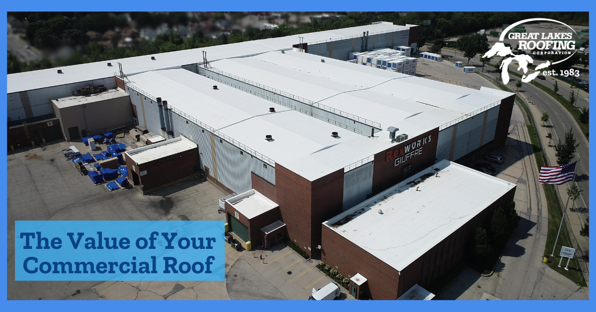 white single-ply membrane roofing covers a large warehouse in Milwaukee