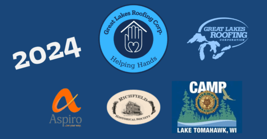Logos representing companies where Helping Hands commercial roofing projects were completed in 2024.