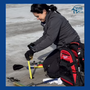 measuring the depth of a core sample hole